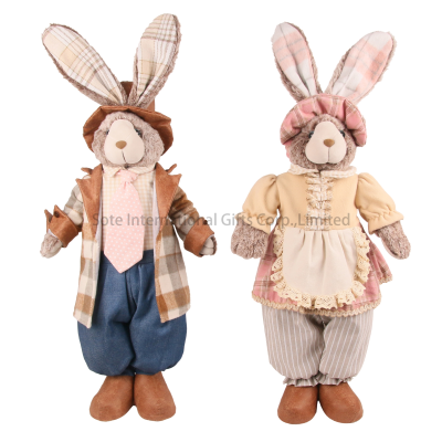 Standing Easter Cute Bunny Figurine Comfortable Cotton Ornaments Home Decoration Easter Day Party Gifts Holiday Supplies