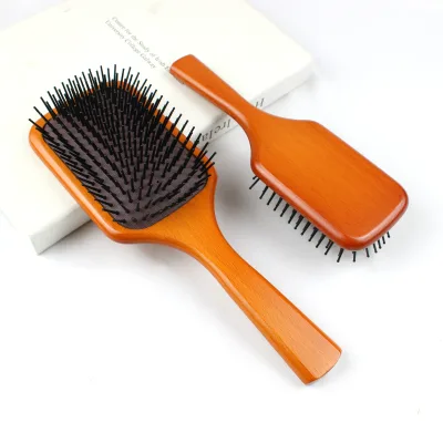 Professional Custom Logo Natural Comb Home Anti Static Bamboo Beach Wooden Large Rectanglge Paddle Hair Brushes and Combs