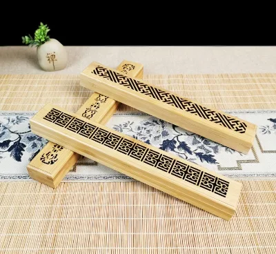 Hand Made Bamboo or Wood Hollow Incense burner Holder Box for Home Decoration