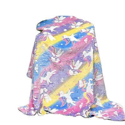 Cartoon Printed Baby Flannel Blanket for Bed Office Naps Kindergarten Air Conditioning and Night Lights