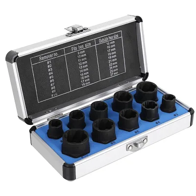 Set of 10 Bolt Nut Removal Socket Tools Damaged Screw Extractor Car Tool Kit with Bolt Screw Remover Set