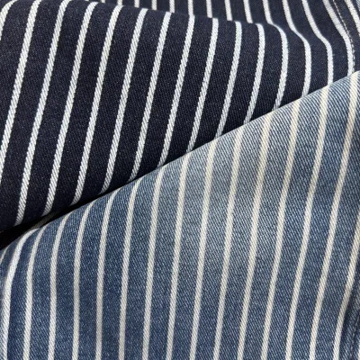 Lyocell Linen Blend Smooth Hand Feel Denim Fabric Wide Stripe Non Stretch Jeans Fabric Free Samples Available