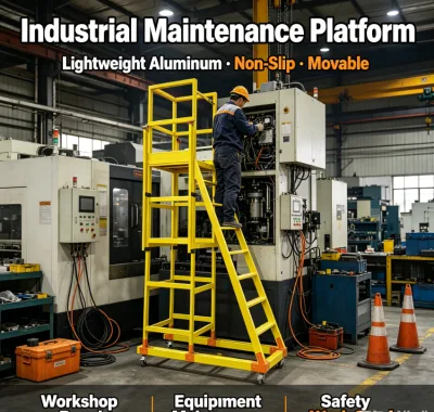 FRP Insulated Mobile Work Platform with Guardrails & Wheels - Lightweight, Stable, Ideal for Power Line & Substation Maintenance