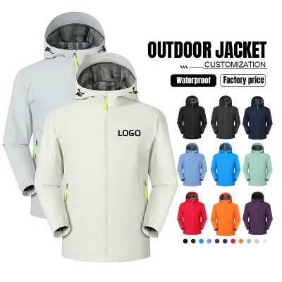 Wholesale Customized logo Plus Size Unisex Casual Jacket Windproof and Waterproof Outdoor Sports Hooded Men's Soft Shell Jacket