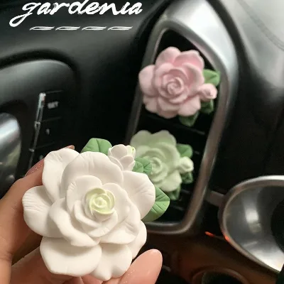 Gardenia Car Air Freshener Ornament Plaster Diffuser Stone Vent Deodorizing Refreshing Aromatic Fragrance Long Lasting