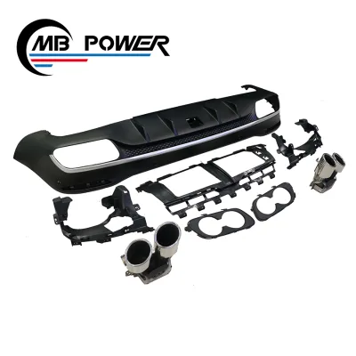 High Quality 2021 year W167 GLE53 SUV rear diffuser with tips for w167 GLE53 black and sliver rear diffuser with exhaust tips