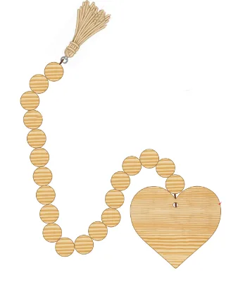 Custom Wood Unfinished Heart Beads Decoration Wood Beads Garland with Tassels for Craft Decor