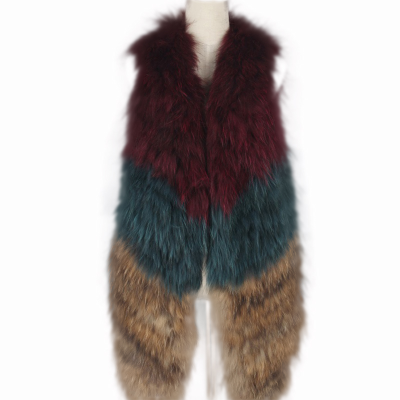 Handmade Fur Vest Real Raccoon Fur Winter Knitted Vest Wholesale for Women