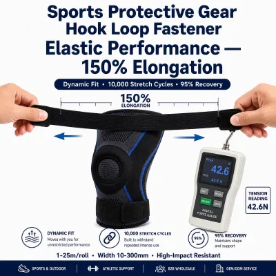Sports Protective Gear Hook Loop Fastener, High-Impact Resistant, Washable Sweat-Proof, 1-25m/Roll, 10-300mm
