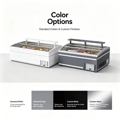 White Double Sliding Lid Island Freezer Energy Saving Frozen Dessert Meat Display Cabinet