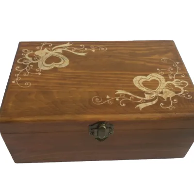Acacia Wood Hinged Lid Laser Engraving Gold logo Wooden Ring Box Wooden Gift Box