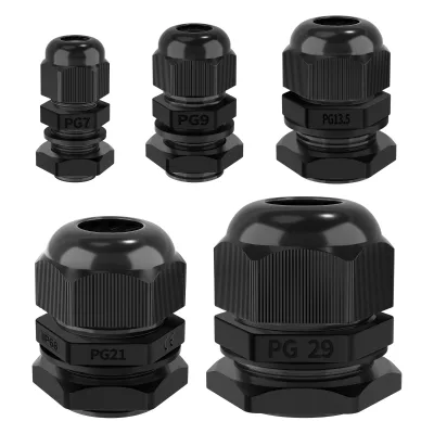 Cord Grip NPT Cable Glands Kit for Electrical Waterproof Box 72PCS Black PG7 1/4" 1/2" 3/4" 1" Nylon Strain Relief Connector