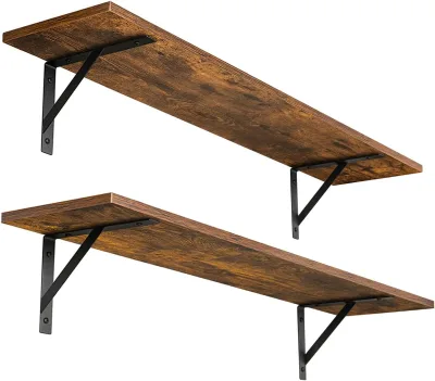 Long Multifunction Wall Shelf 31.5-inch (approx. 80.9 Cm) Wall-Mounted 2-Piece Set Easy Install Wall Storage Metal Brackets