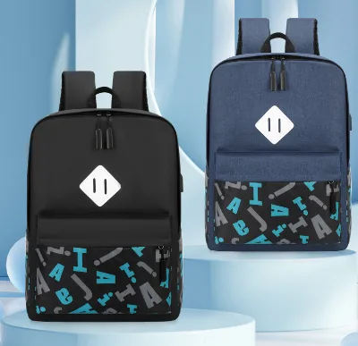 Computer Sports Work Backpacks logo Student Bag and Water Resistant Laptop Backpack Set
