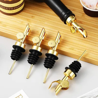 Home Kitchen Bar Accessories Stainless Steel Liquor Spirit Pourer Automatic Lid Wine Stopper with Oil Spout