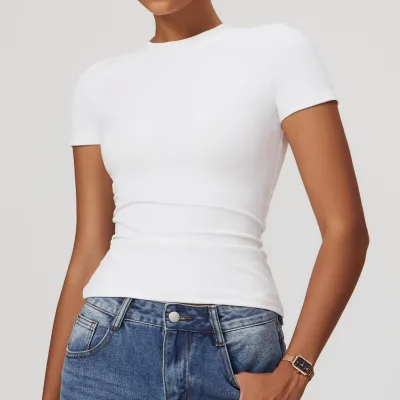 Fitness Women Ladies Sportswear Short Sleeve Quick Dry Ladies Sportswear Tight Gym Fitness T Shirts Running Work Out Tops
