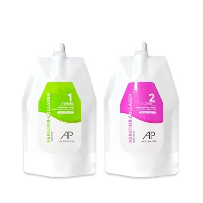 Manufacturer AP Premium Keratin and Collagen Infused Hair Straight Perm Set Softener & Neutralizer for Normal to Resistant Hair