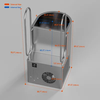 All in One Cold Plunge Tub Half Stainless Steel Sports Recovery Ice Bath 1 HP Water Chiller Ice Stainless Barrel 1-Person Pod