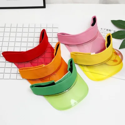 Unisex Adjustable PVC Visor Sun Hat with High UV Protection Transparent Outdoor Plastic Casual Sport Cap