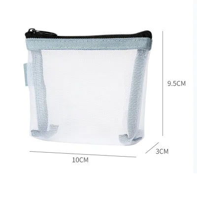 Small Large Capacity Polyester Mesh Zipper Pouches Durable Lightweight Travel Makeup Storage Bag for Coins Jewelry Lipstick