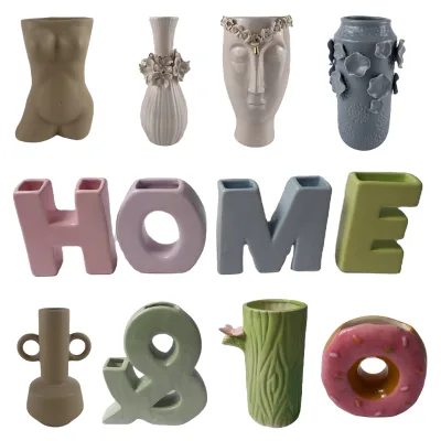 Custom 3D Animal Shape Ceramic & Porcelain Flower Vase, Female Lady Body Art Flower Vase for Modern Nodic Boho Home Decor