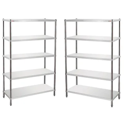 Heavy Duty 201 Corner Stainless Steel 5-Tier Kitchen Storage Rack Vegetable Shelf Organizer UK Standing Type for Food
