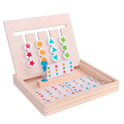 Four Color Matching Memory Game Montessori Learning Toys Slide Puzzle Color Shape Matching Brain Teasers Logics Game