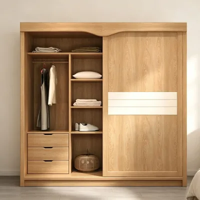 Matte Wood Wardrobe with Stain-resistant Side Panels for extra Stability