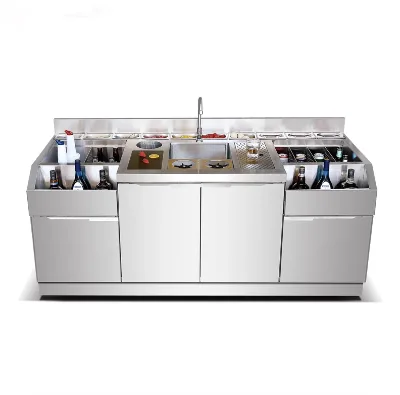 Cocktail bar Station/Pubs High-quality 304 Stainless Steel Commercial Cocktail bar Station for Bartenders Cocktail Workstation