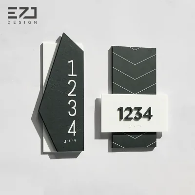 Hotel Room Number Sign with Grade 2 Braille Raised Numbers for Apartment and Commercial Building Projects