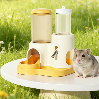 New 2 in 1 Hamster Food and Water Feeder Large Capacity Easy to Clean Small Pet Supplies