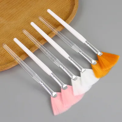 Nylon Plastic Handle Fan Brush & Flat Brush AHA Face Cosmetic Makeup Mask & Essence Brushes in Single Bag Wholesale