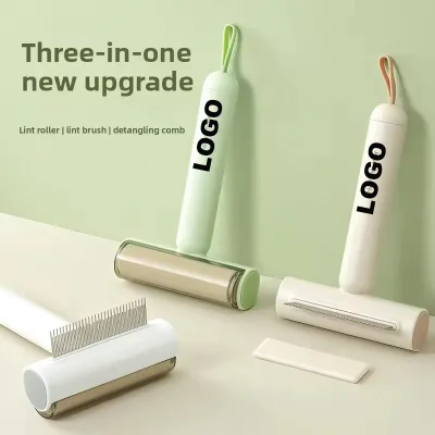 New Three-in-one HIPS PET Safe Dense Tooth Bristles Roller Sticky Hair Device Needle Comb Open Knot Comb Dog & Cat Comb