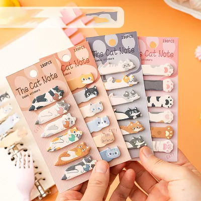 1pcs/180sheet Cartoon Cat Ticky Ins-style Cute Index Sticker Marker Classification Sticker Memo Message N Times Sticker