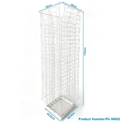 Factory Direct Supply Four Sided Rotating Magazine Rack White Wire Information Rack Hotel Sales Department Brochure Storage Rack