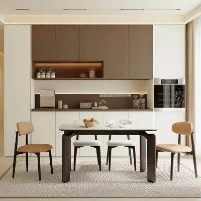 Mid-Century Modern Living Room Furniture White Sideboard Cabinets with Glass Door and LED Light OEM/ODM Accepted