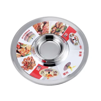 35cm Decor Stainless Steel Serving Dish for Dessert Compartmens Divided  Snack Fast Food Plate Wedding Metal Charger Plates