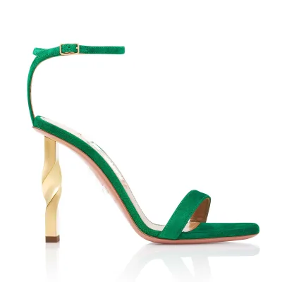 New Arrivals Gold High Heel Women Shoes Suede Fabric Strap Design Irregular Heel Women Sandal