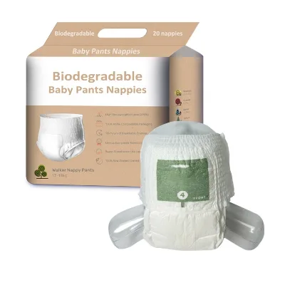 Natural Disposable Nappy Pants Plant-based Bamboo Diaper Japan SAP Baby Diaper Pulling up Pants Manufacturer Hanhe Factory