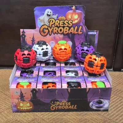 Halloween Press to Rotate Fidget Spinner Ball 360° Rotating Sensory Stress Relief Toy for Kids Halloween Party Favor Gift