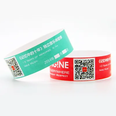 Water Proof Disposable Wristbands Customized Printable Paper Tickets Events Party QR Code Tyvek Wristband