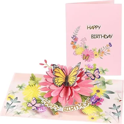 Elegant Floral Pop-up Birthday Cards for Women & Wives