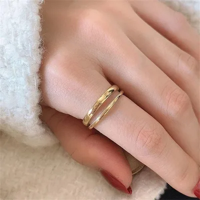 Wholesale Double Layer Ring Stainless Steel Plated Gold Adjustable Fashion Jewelry Rings