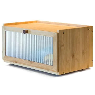 Classic Style Kitchen Counter Bamboo Bread Box Eco-Friendly Polygon Design Lacquer Custom Size Load Capacity 5kg Custom