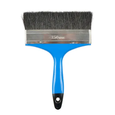 Natural Bristle Paint Brushes - Blue Comfort Handle Soft Bristle Set with Fabric Roller Cover for Smooth Finish