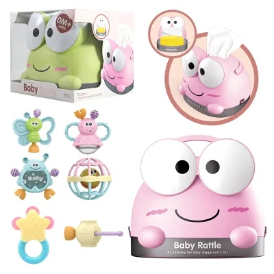 Cute Animal Storage ECO-Friendly Baby Rattle Toys Set Baby Teether Set Rattle