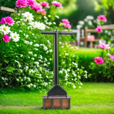 DIY Manual Steel Lawn Aerator Metal Handled Lawn Coring Aerator Turf Plug Core Aeration Tool for Small Yards