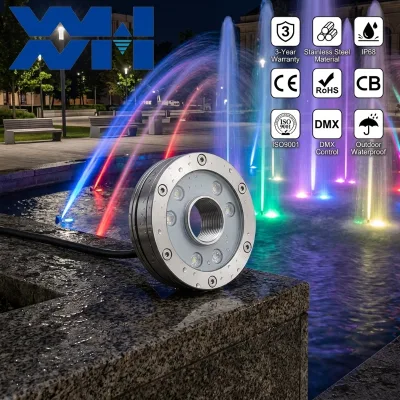 Ultra-Thin IP68 Resin Filled 304 Stainless Steel RGB LED 12V/24V Underwater Fountain Light 10-120 Beam Angle 3-Year Warranty