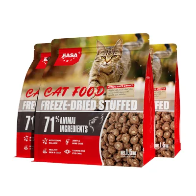 Nourriture Chat Lyophilisee Fourree Haute Proteine Grain-Free Non-GMO Sugar-Free 1.5kg Croquettes Completes