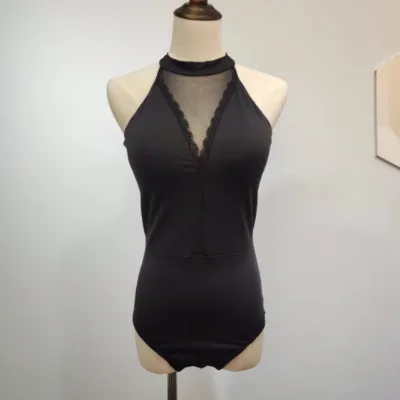 Dance Costume Manufacturer Black Solid Color Women Ballet Cotton Black Dance Leotards
